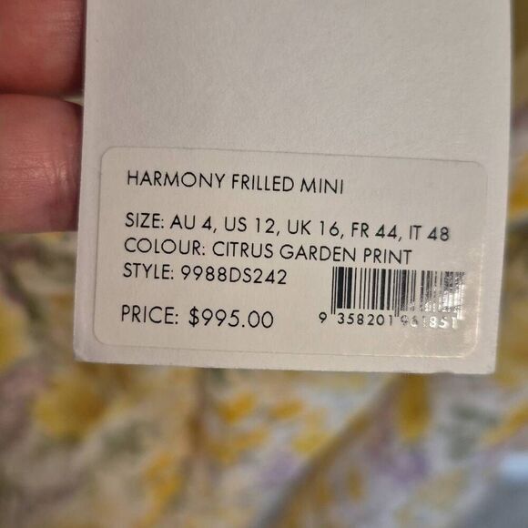 Zimmermann Harmony Linen-Silk Ruffled Floral Minidress Size 12 - Picture 9 of 9